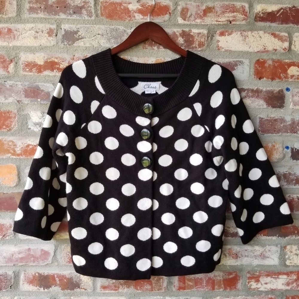 polka dot Knit Jacket button down cardigan retro